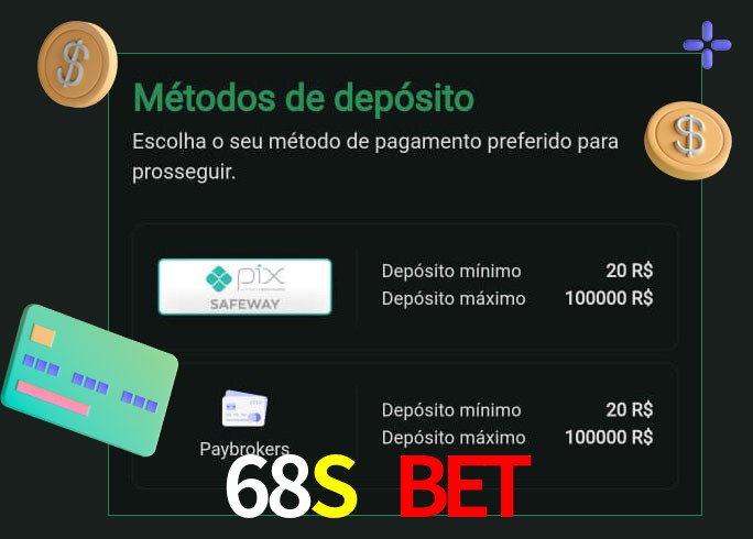 O cassino 68S Bet oferece uma grande variedade de métodos de pagamento